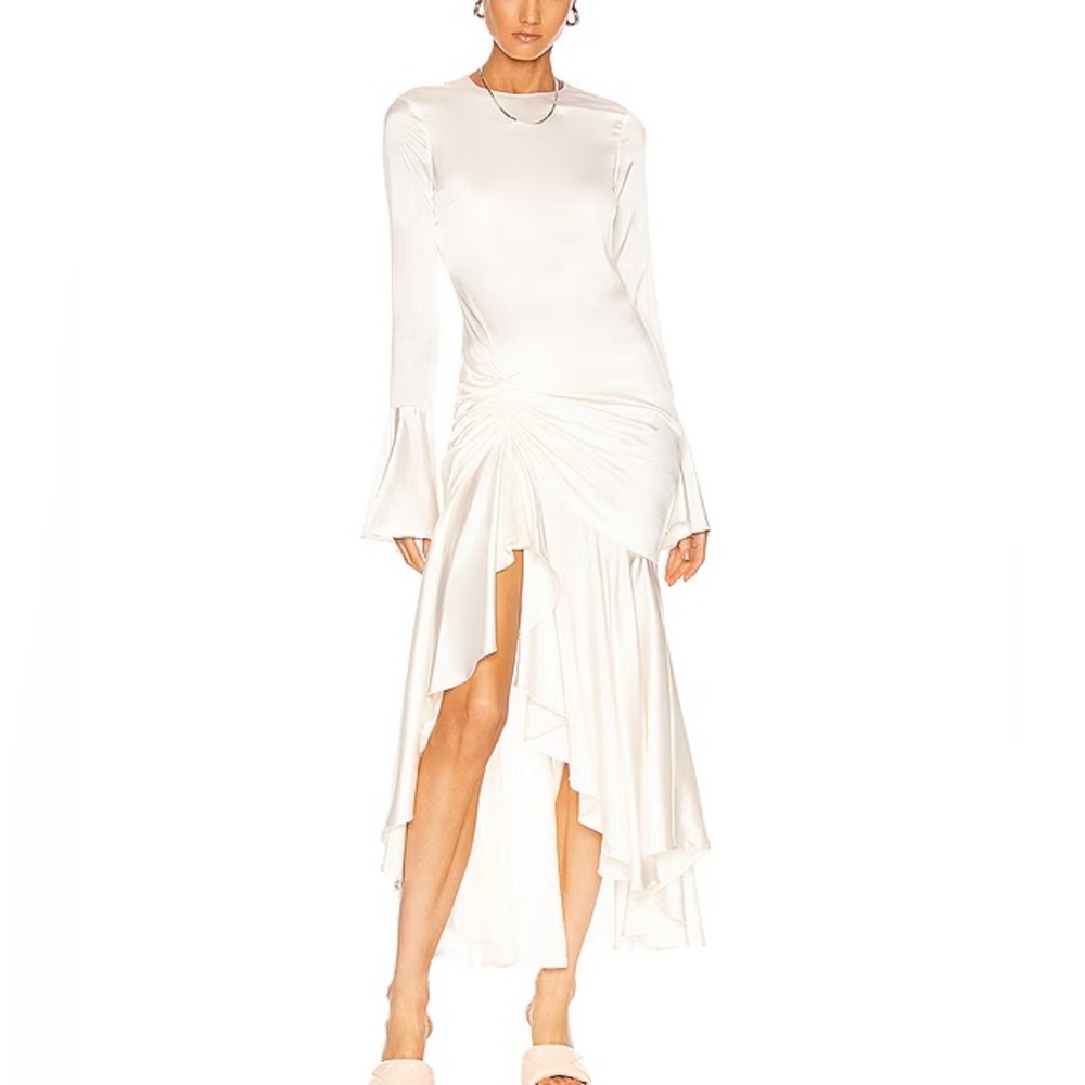 Caroline Constas Chic White High-Low Dress with Flared Sleeves - Picture 2 of 5